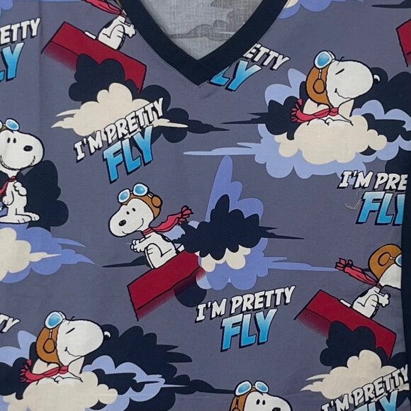 Snoopy Peanuts Scrubs Womens XS Blue New WOT Im Pretty Fly - Picture 6 of 9